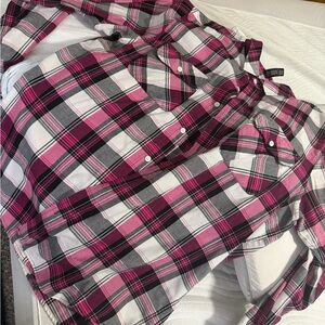 Plaid Pink and Black Men's Casual Button Down Shirt Tmobile gear